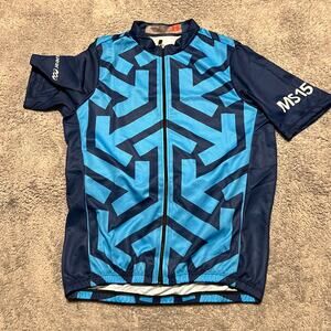 Podiumwear Cycle Jersey Shirt Mens Large Performance Cycling Pocket Blue